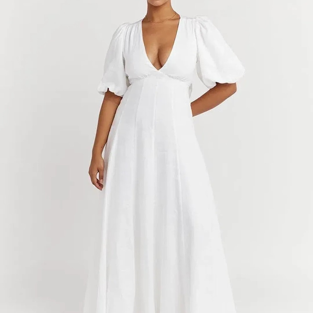 DISSH AISLE LINEN BACKLESS DRESS